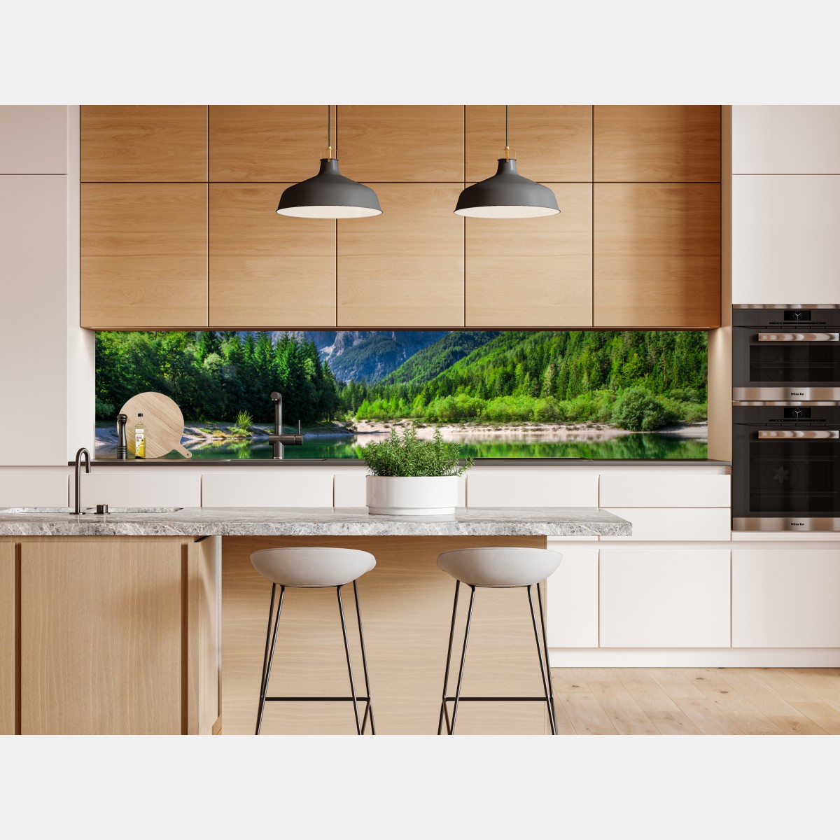 Naklejka repozycjonowalna alpejskie jezioro z odbiciem w zielonych górach – Wallissimo® Naklejka repozycjonowalna alpejskie jezioro z odbiciem w zielonych górach – Wallissimo®