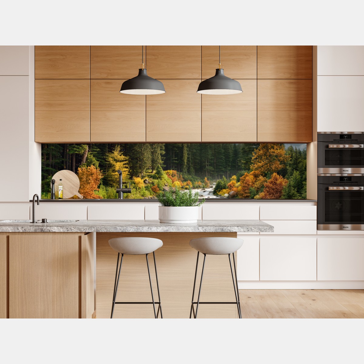 Naklejka repozycjonowalna jesienny górski krajobraz z rzeką – Wallissimo® Naklejka repozycjonowalna jesienny górski krajobraz z rzeką – Wallissimo®