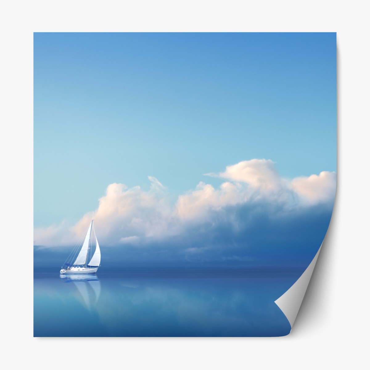 Repositionable sticker sailboat on calm blue sea