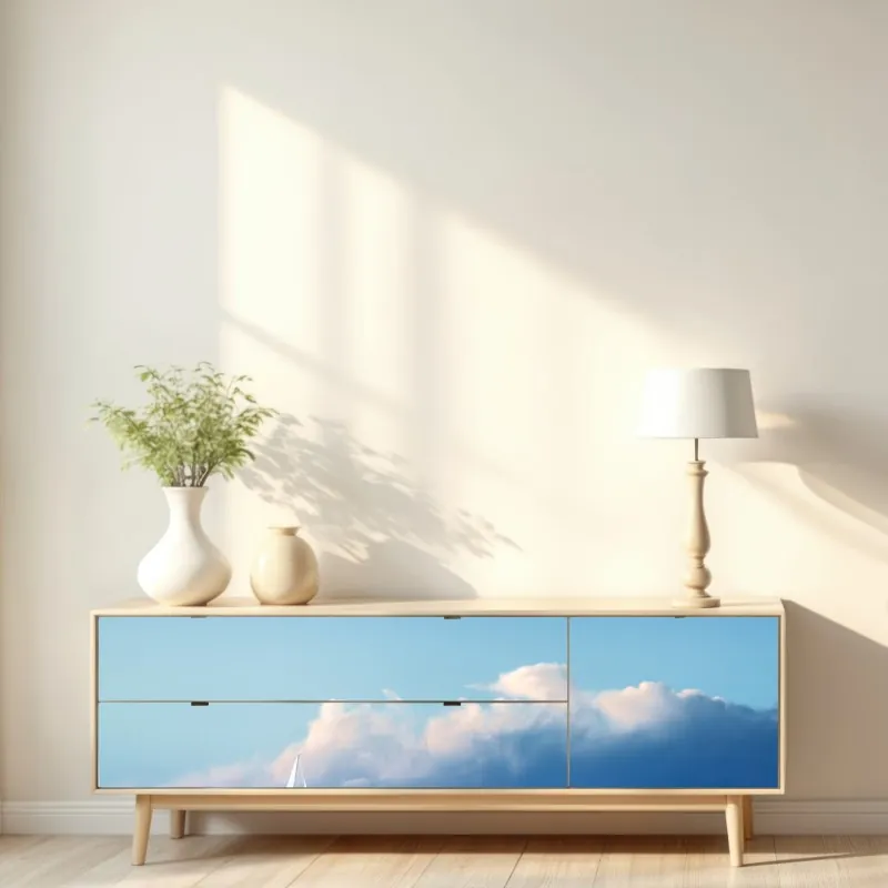 Naklejka repozycjonowalna żaglówka na spokojnym niebieskim morzu – Wallissimo® Naklejka repozycjonowalna żaglówka na spokojnym niebieskim morzu – Wallissimo®