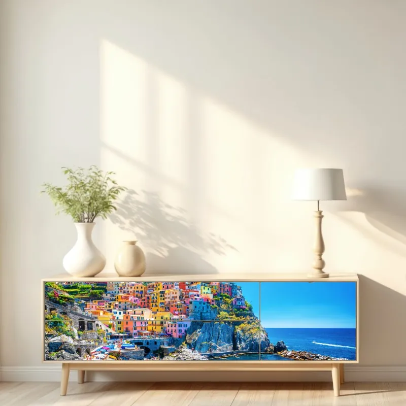 Naklejka repozycjonowalna niebieski kwiatowy wzór toile – Wallissimo®