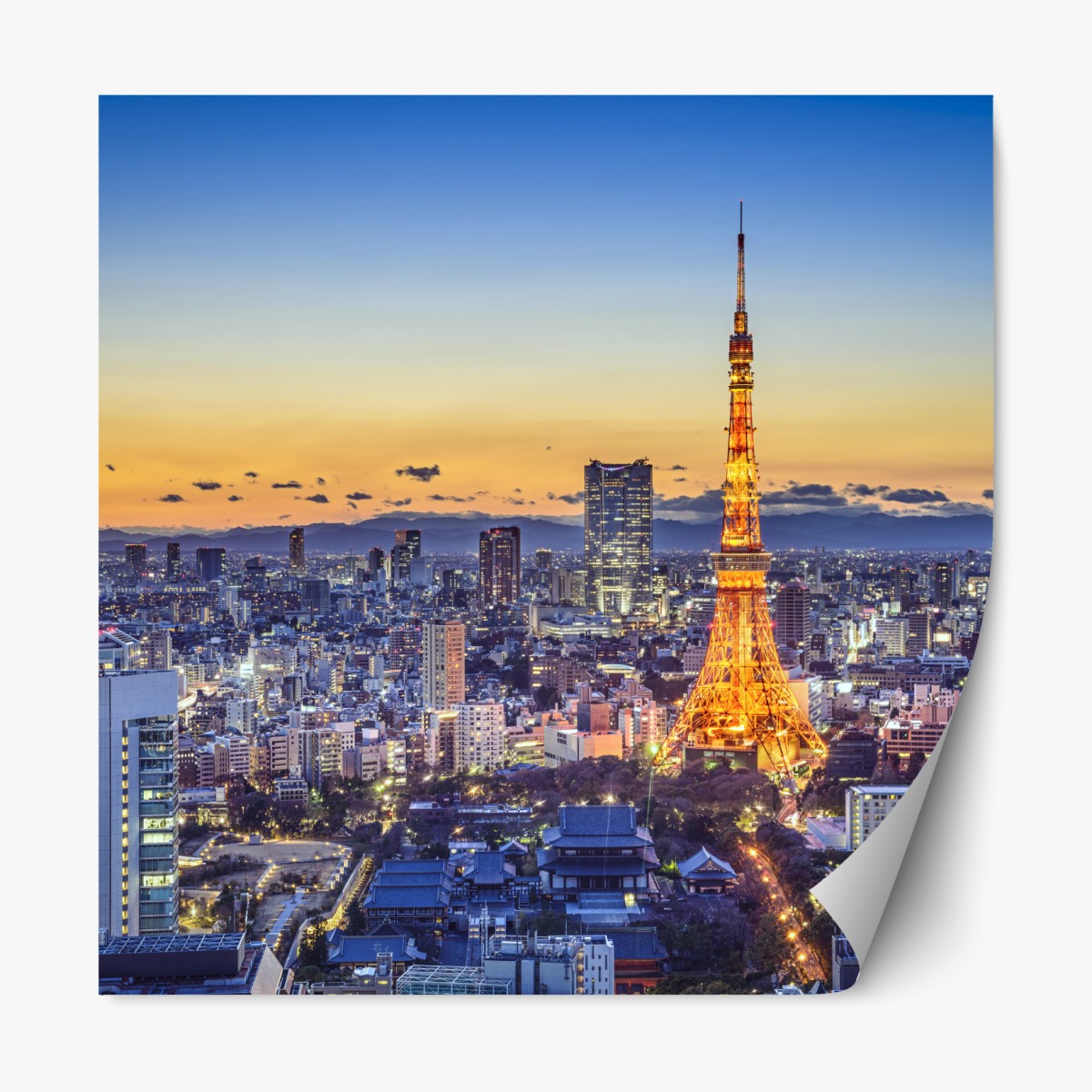 Repositionable sticker Tokyo Tower at dusk skyline