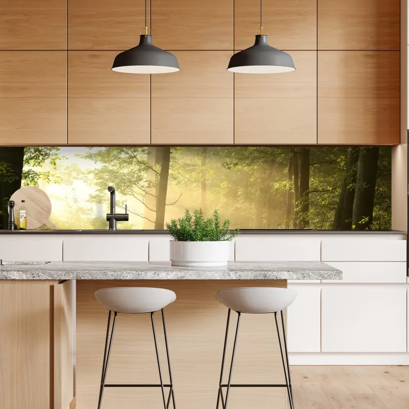 Naklejka repozycjonowalna poranne światło w lesie – Wallissimo® Naklejka repozycjonowalna poranne światło w lesie – Wallissimo®