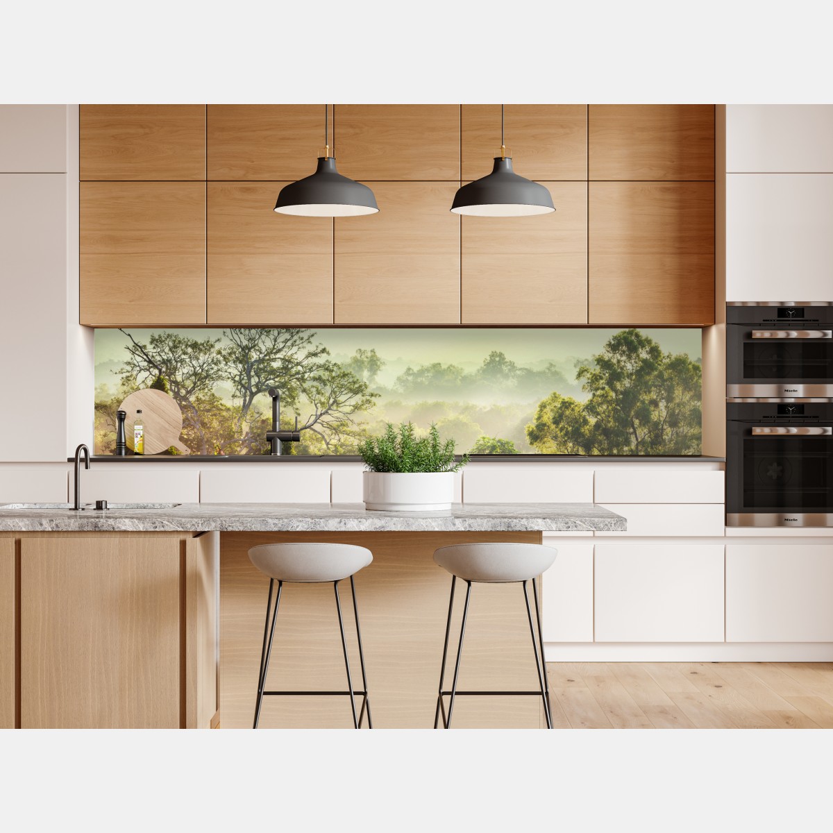 Naklejka repozycjonowalna mglista dżungla Wietnamu o wschodzie słońca – Wallissimo® Naklejka repozycjonowalna mglista dżungla Wietnamu o wschodzie słońca – Wallissimo®