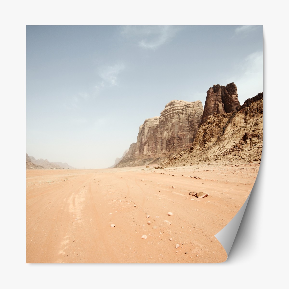 Repositionable sticker vast desert panorama in Wadi Rum, Jordan
