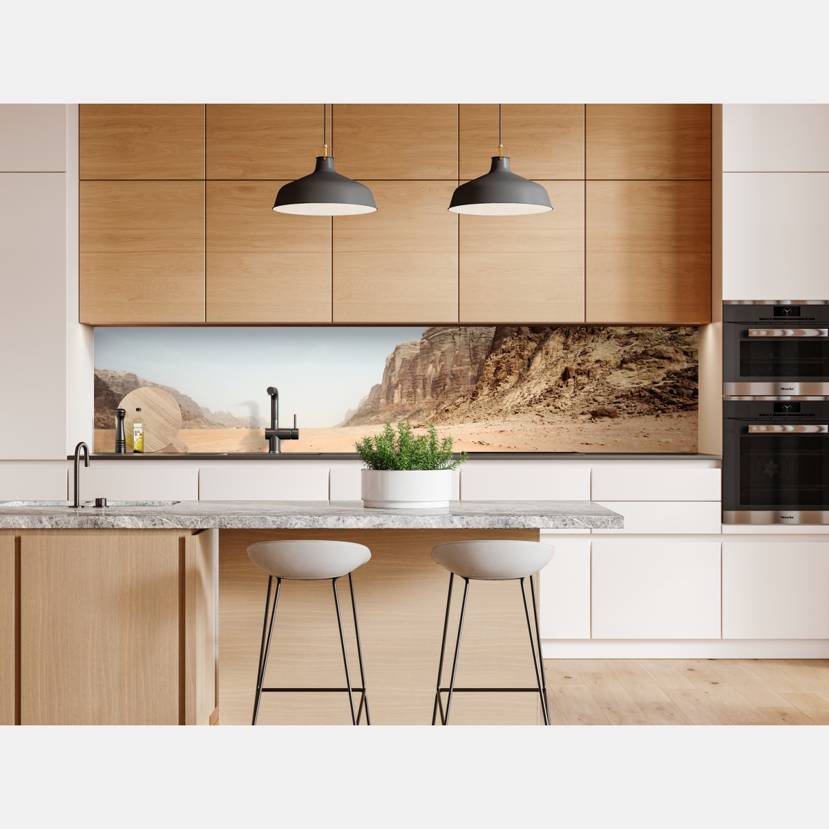 Naklejka repozycjonowalna rozległa panorama pustyni Wadi Rum, Jordania – Wallissimo® Naklejka repozycjonowalna rozległa panorama pustyni Wadi Rum, Jordania – Wallissimo®