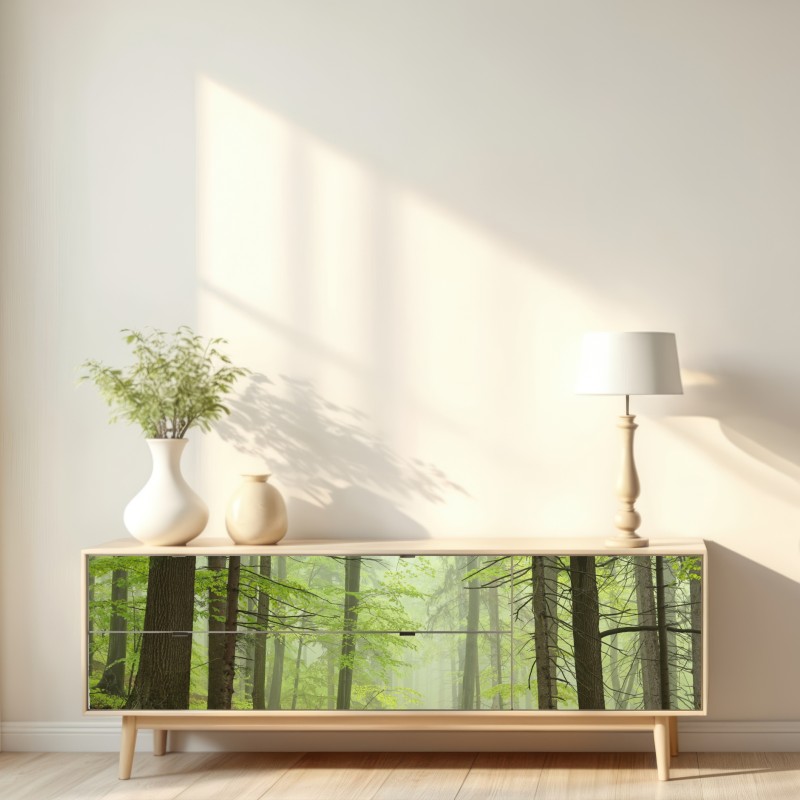 Naklejka repozycjonowalna mglisty zielony leśny szlak – Wallissimo® Naklejka repozycjonowalna mglisty zielony leśny szlak – Wallissimo®