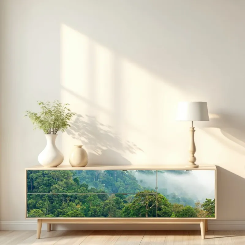 Naklejka repozycjonowalna tropikalny wzór z tukanem i kwiatami – Wallissimo®