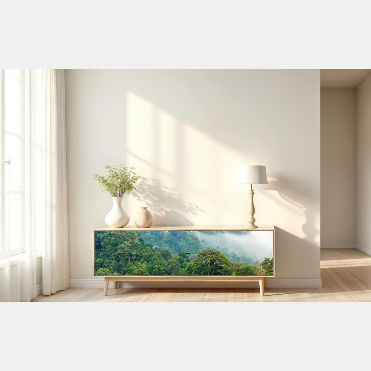 Naklejka repozycjonowalna poranna mgła nad lasem Kaeng Krachan – Wallissimo® Naklejka repozycjonowalna poranna mgła nad lasem Kaeng Krachan – Wallissimo®