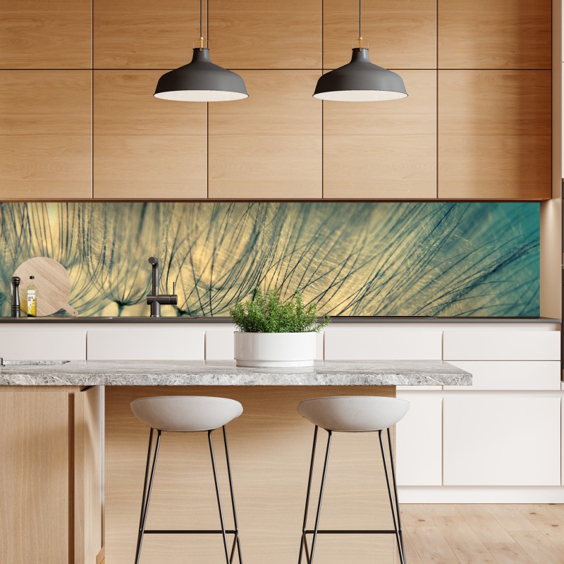 Naklejka repozycjonowalna delikatne zbliżenie mlecza w miękkim niebieskim – Wallissimo® Naklejka repozycjonowalna delikatne zbliżenie mlecza w miękkim niebieskim – Wallissimo®