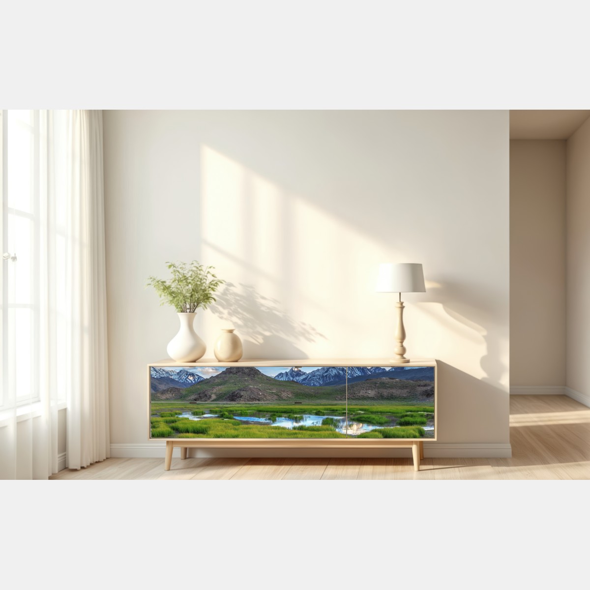 Naklejka repozycjonowalna spokojne jezioro górskie w Himalajach latem – Wallissimo® Naklejka repozycjonowalna spokojne jezioro górskie w Himalajach latem – Wallissimo®