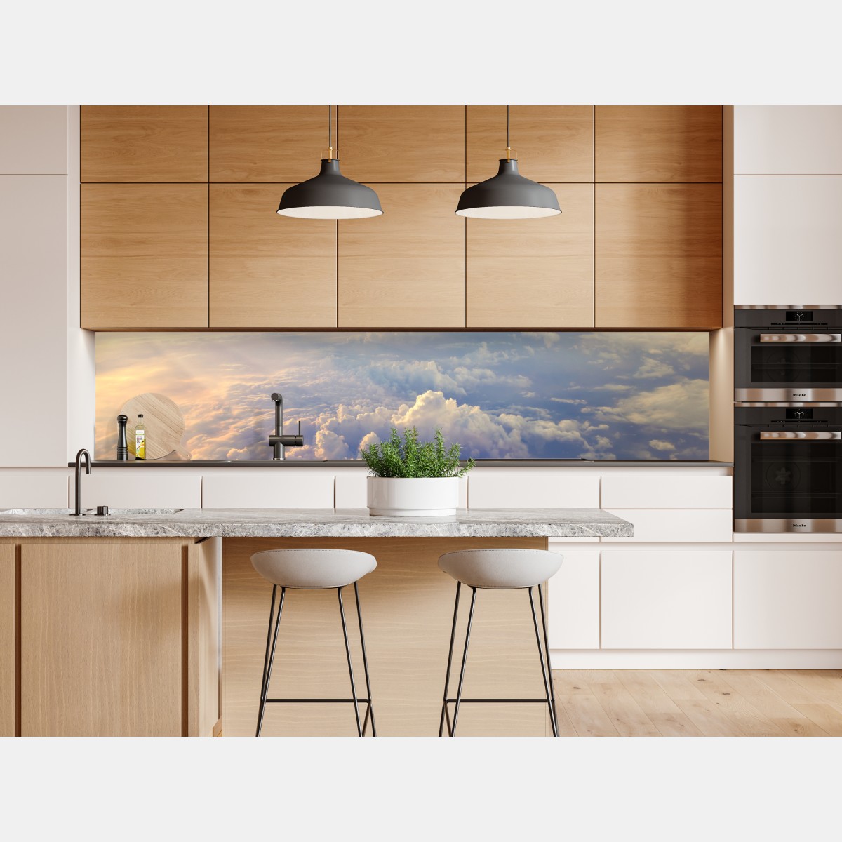 Naklejka repozycjonowalna słoneczne chmury nad horyzontem – Wallissimo® Naklejka repozycjonowalna słoneczne chmury nad horyzontem – Wallissimo®