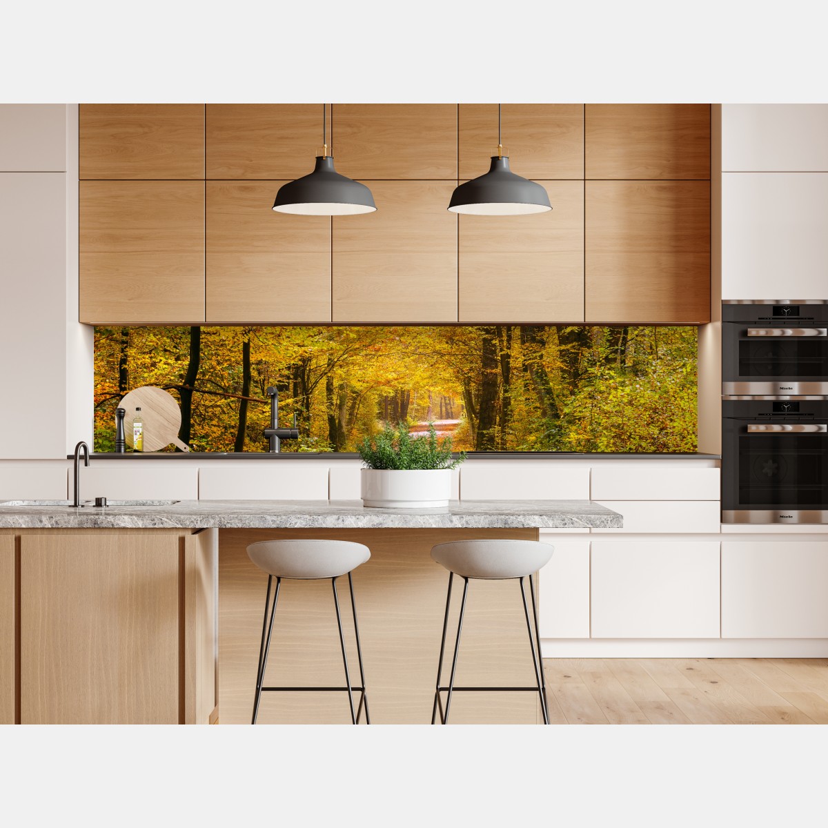 Naklejka repozycjonowalna złota jesienna ścieżka w lesie – Wallissimo® Naklejka repozycjonowalna złota jesienna ścieżka w lesie – Wallissimo®