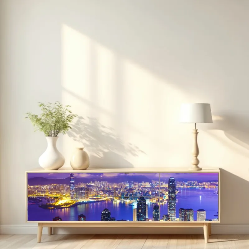 Naklejka repozycjonowalna złote fale na czarnym tle — abstrakcyjna kompozycja – Wallissimo®