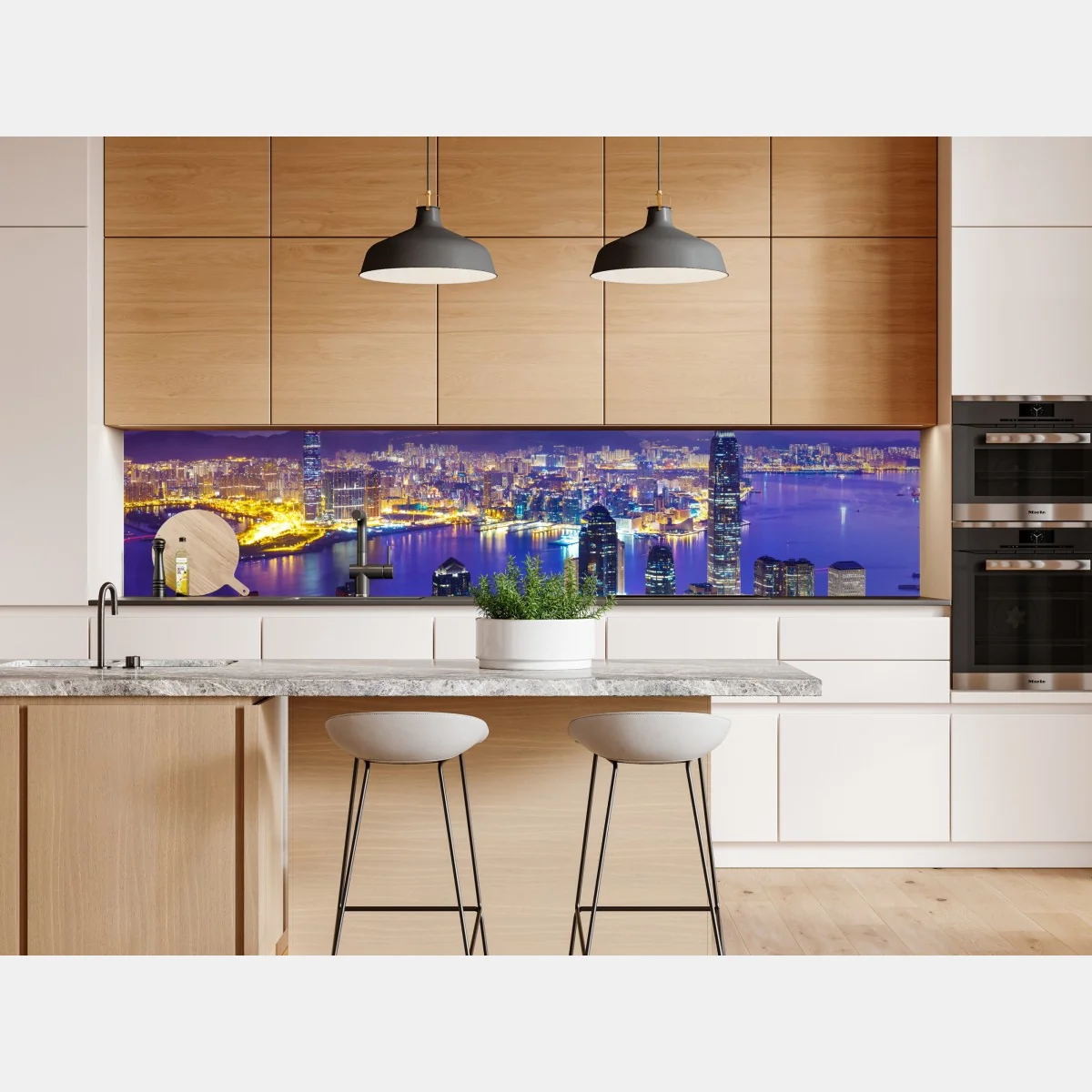 Naklejka repozycjonowalna Hong Kong panorama o świcie – Wallissimo® Naklejka repozycjonowalna Hong Kong panorama o świcie – Wallissimo®