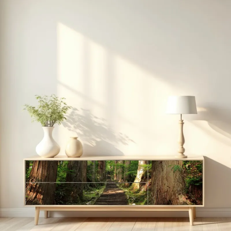 Naklejka repozycjonowalna kamienne schody w starym lesie – Wallissimo® Naklejka repozycjonowalna kamienne schody w starym lesie – Wallissimo®