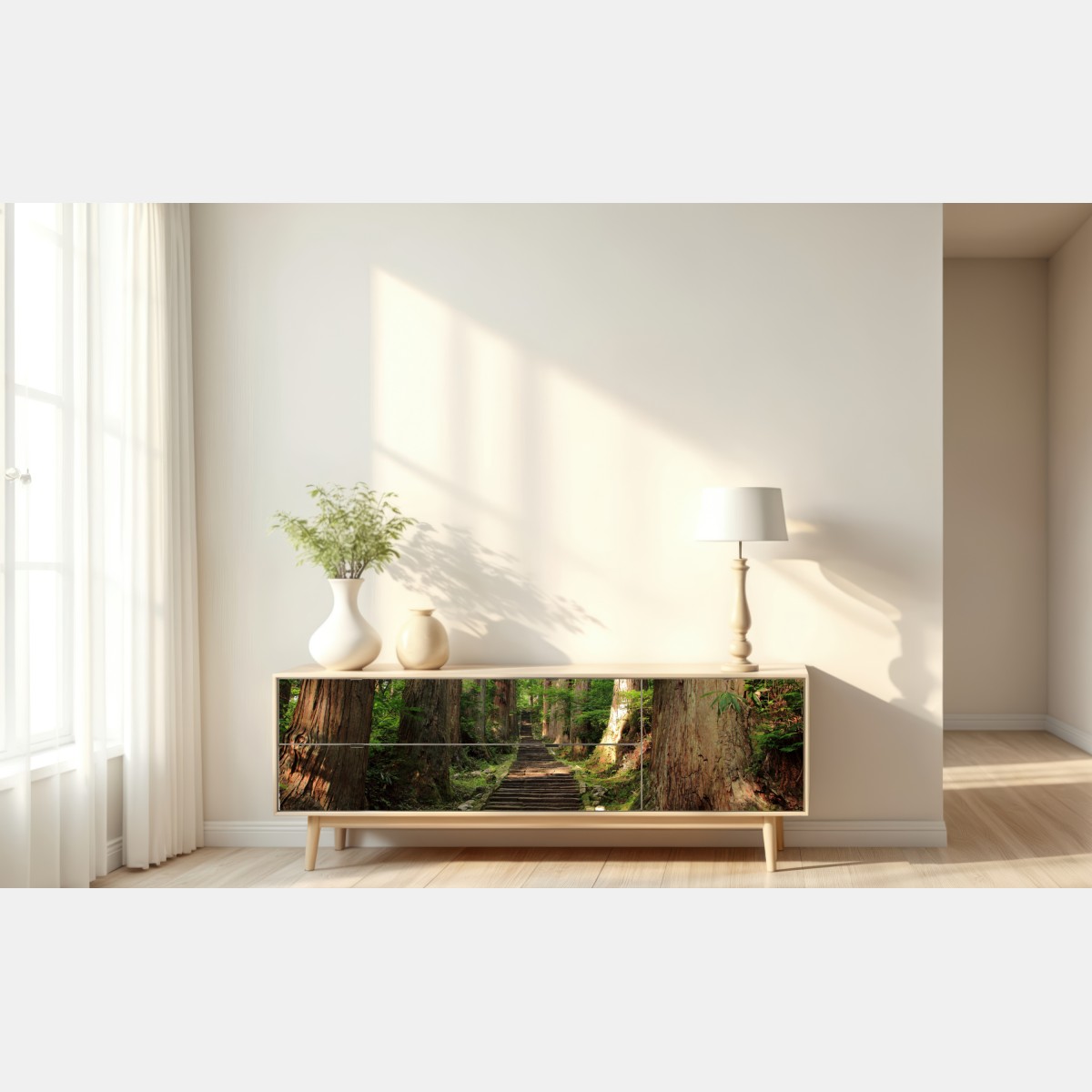 Naklejka repozycjonowalna kamienne schody w starym lesie – Wallissimo® Naklejka repozycjonowalna kamienne schody w starym lesie – Wallissimo®