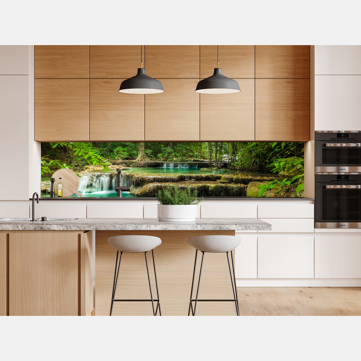 Naklejka repozycjonowalna spokojne turkusowe baseny przy wodospadzie Erawan – Wallissimo® Naklejka repozycjonowalna spokojne turkusowe baseny przy wodospadzie Erawan – Wallissimo®