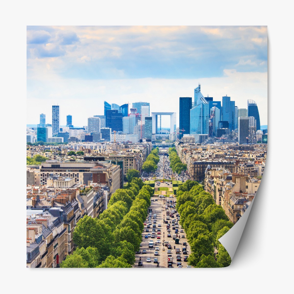 Repositionable sticker Paris skyline over tree-lined avenue