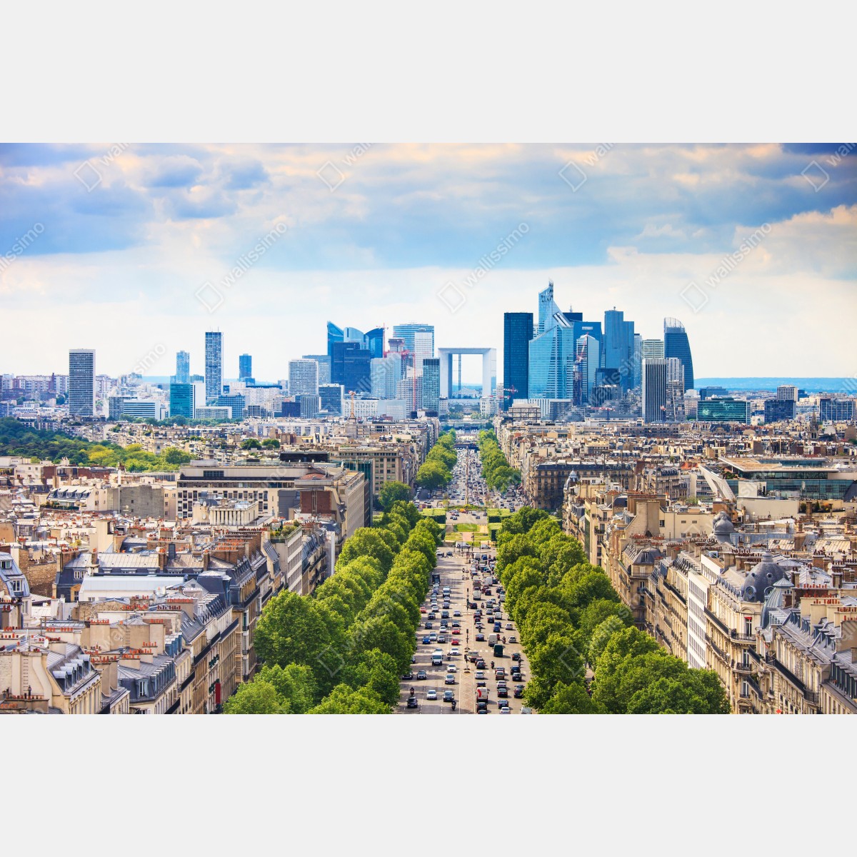 Naklejka repozycjonowalna Paryż panorama miasta z aleją obsadzoną drzewami – Wallissimo® Naklejka repozycjonowalna Paryż panorama miasta z aleją obsadzoną drzewami – Wallissimo®