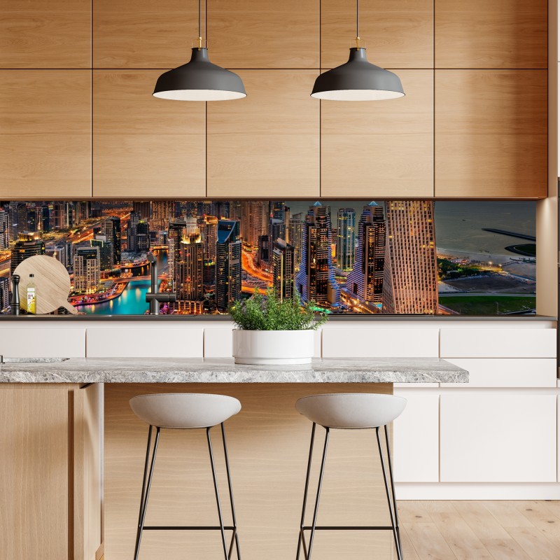 Naklejka repozycjonowalna Dubaj marina wieczorna panorama – Wallissimo® Naklejka repozycjonowalna Dubaj marina wieczorna panorama – Wallissimo®