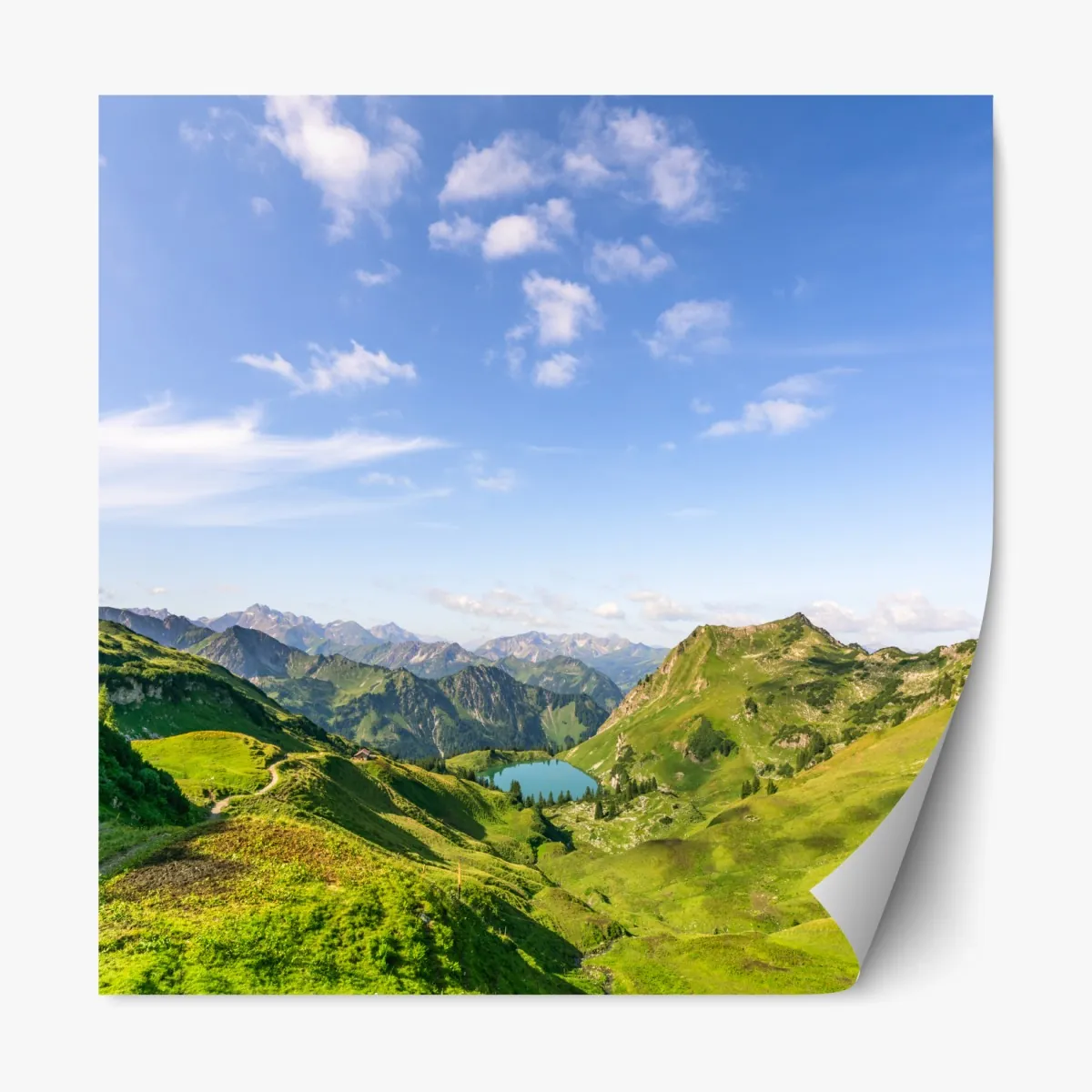 Naklejka repozycjonowalna spokojne alpejskie jezioro w górach – Wallissimo® Naklejka repozycjonowalna spokojne alpejskie jezioro w górach – Wallissimo®