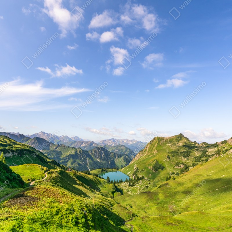 Naklejka repozycjonowalna spokojne alpejskie jezioro w górach – Wallissimo® Naklejka repozycjonowalna spokojne alpejskie jezioro w górach – Wallissimo®