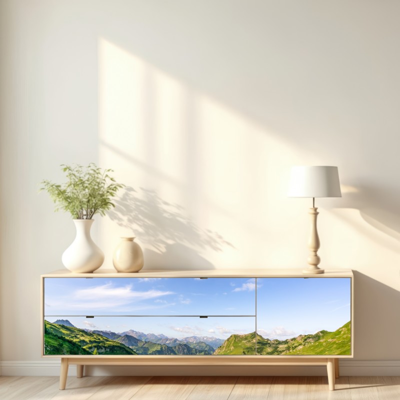 Naklejka repozycjonowalna spokojne alpejskie jezioro w górach – Wallissimo® Naklejka repozycjonowalna spokojne alpejskie jezioro w górach – Wallissimo®