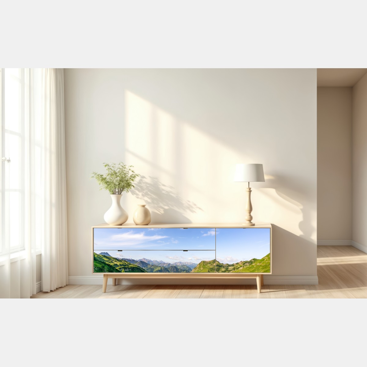 Naklejka repozycjonowalna spokojne alpejskie jezioro w górach – Wallissimo® Naklejka repozycjonowalna spokojne alpejskie jezioro w górach – Wallissimo®