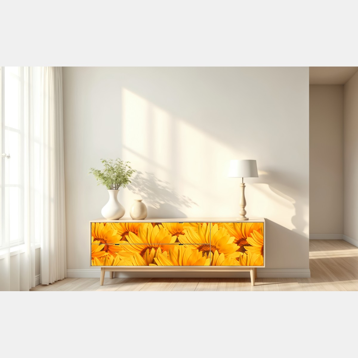 Naklejka repozycjonowalna złote pole słoneczników – Wallissimo® Naklejka repozycjonowalna złote pole słoneczników – Wallissimo®