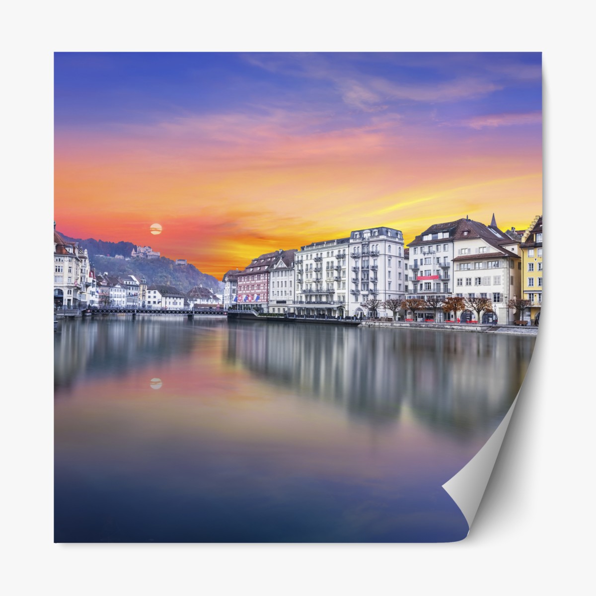 Repositionable sticker Lucerne river at twilight