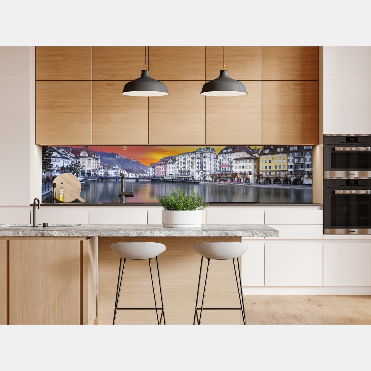 Naklejka repozycjonowalna Lucerna nad rzeką o zmierzchu – Wallissimo® Naklejka repozycjonowalna Lucerna nad rzeką o zmierzchu – Wallissimo®