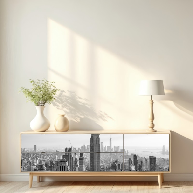 Naklejka repozycjonowalna Nowy Jork panorama w czerni i bieli – Wallissimo® Naklejka repozycjonowalna Nowy Jork panorama w czerni i bieli – Wallissimo®