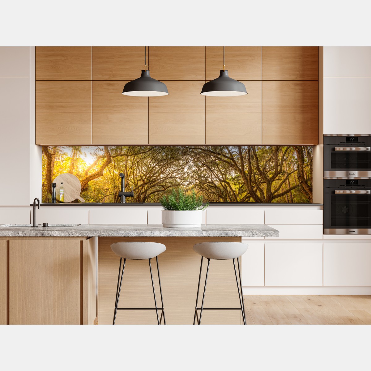 Naklejka repozycjonowalna słoneczna aleja starych dębów przy Savannah – Wallissimo® Naklejka repozycjonowalna słoneczna aleja starych dębów przy Savannah – Wallissimo®