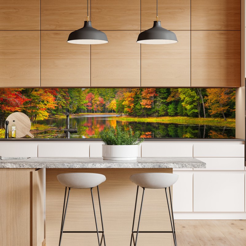 Naklejka repozycjonowalna jesienne odbicia w Nowej Anglii – Wallissimo® Naklejka repozycjonowalna jesienne odbicia w Nowej Anglii – Wallissimo®