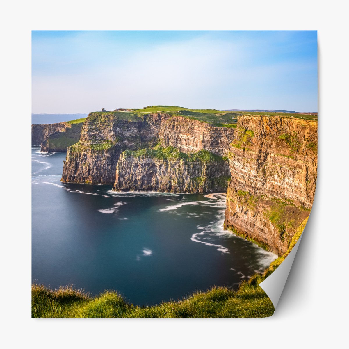 Repositionable sticker majestic coastal cliffs over deep blue sea