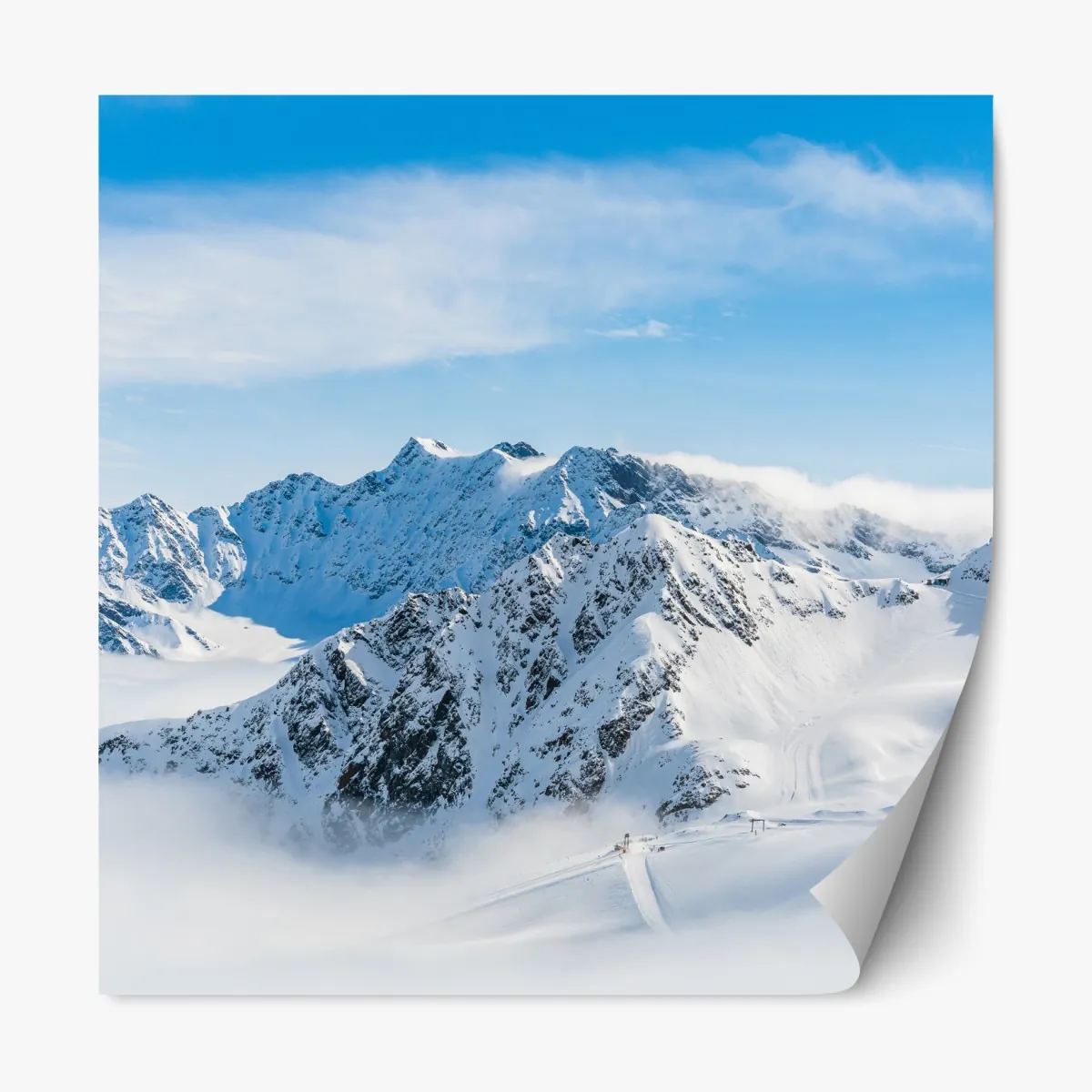 Naklejka repozycjonowalna panorama lodowca Kaunertal nad zaśnieżonymi szczytami – Wallissimo® Naklejka repozycjonowalna panorama lodowca Kaunertal nad zaśnieżonymi szczytami – Wallissimo®