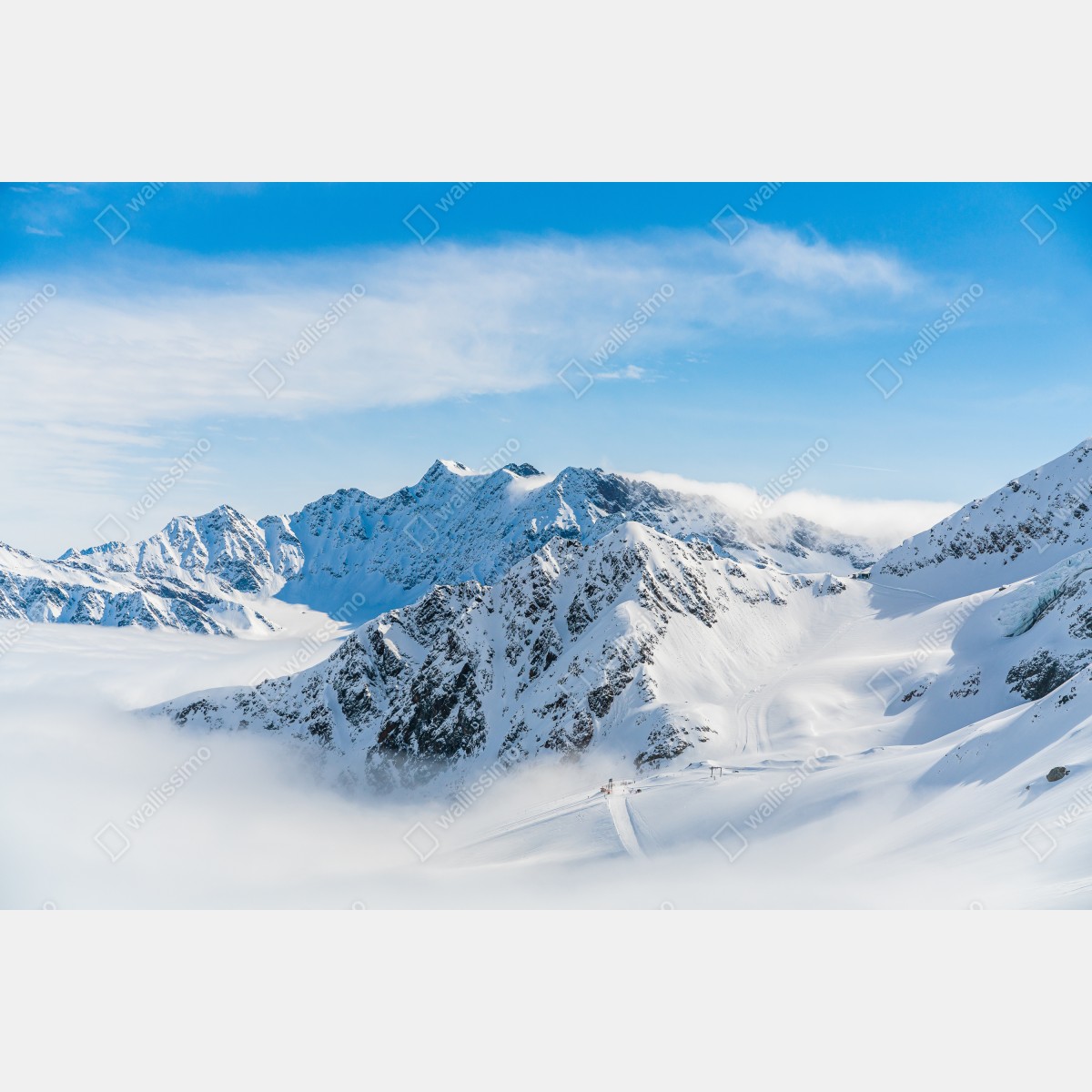 Naklejka repozycjonowalna panorama lodowca Kaunertal nad zaśnieżonymi szczytami – Wallissimo® Naklejka repozycjonowalna panorama lodowca Kaunertal nad zaśnieżonymi szczytami – Wallissimo®