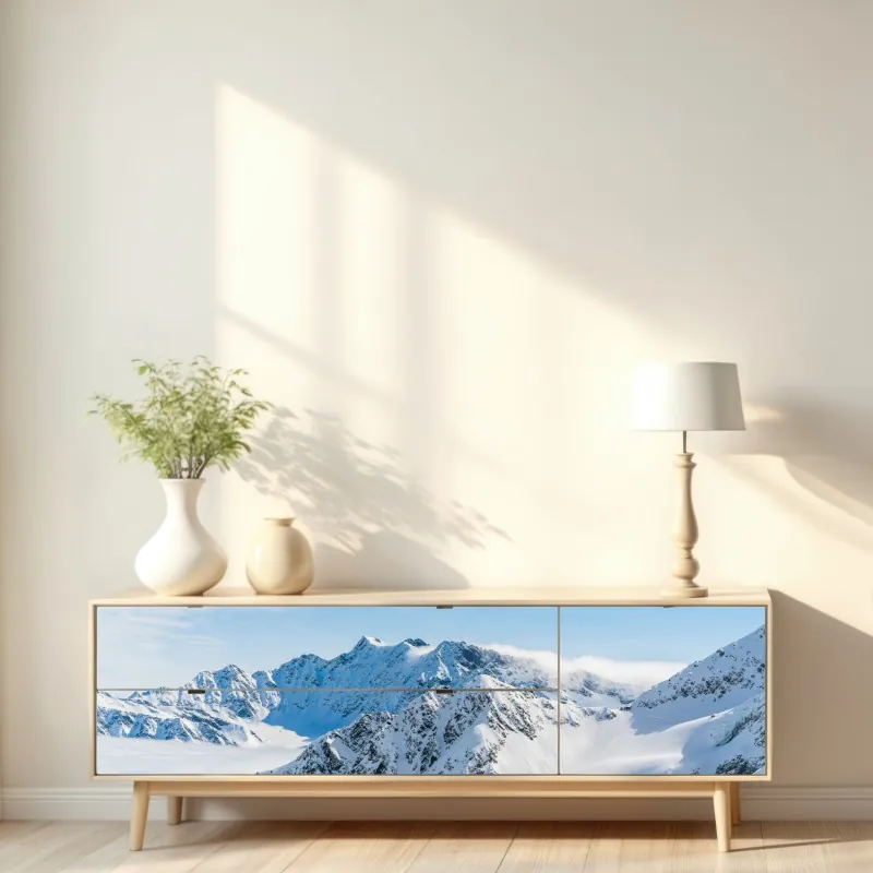 Naklejka repozycjonowalna panorama lodowca Kaunertal nad zaśnieżonymi szczytami – Wallissimo® Naklejka repozycjonowalna panorama lodowca Kaunertal nad zaśnieżonymi szczytami – Wallissimo®