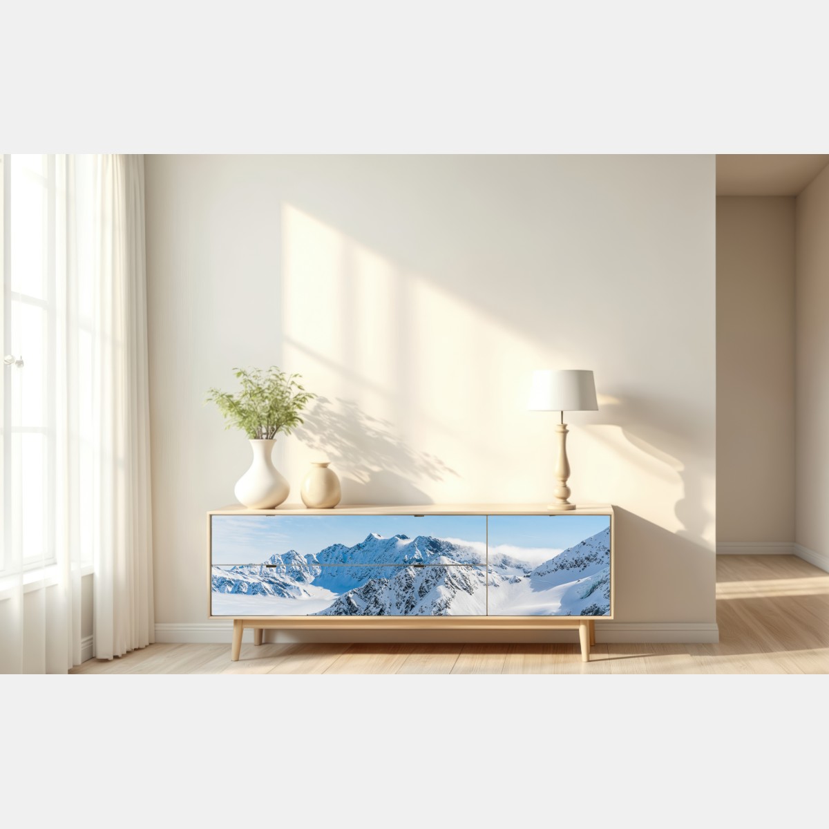 Naklejka repozycjonowalna panorama lodowca Kaunertal nad zaśnieżonymi szczytami – Wallissimo® Naklejka repozycjonowalna panorama lodowca Kaunertal nad zaśnieżonymi szczytami – Wallissimo®