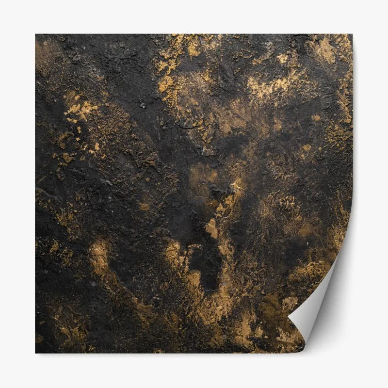 Naklejka repozycjonowalna czarno-złota teksturowana abstrakcja ścienna