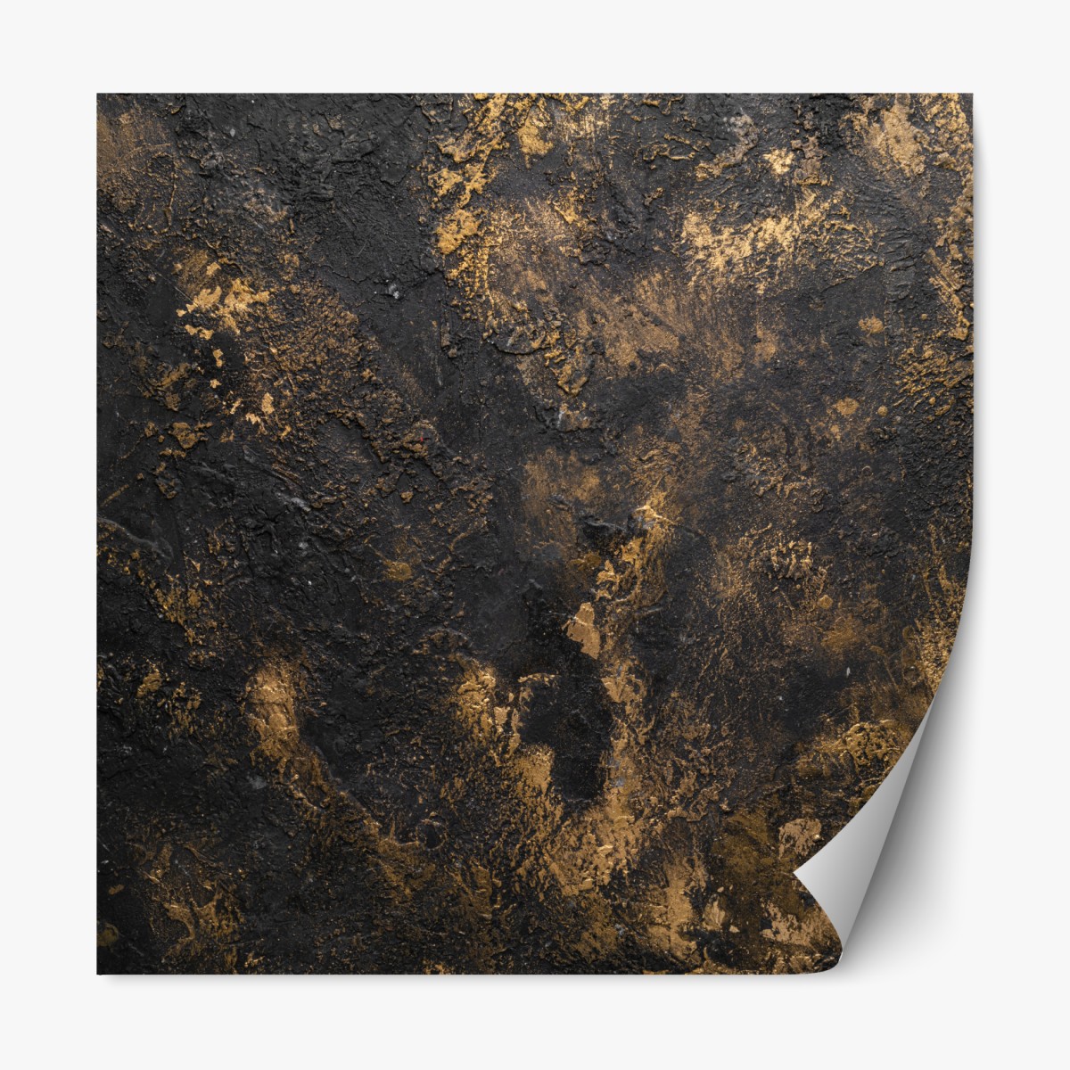 Repositionable sticker black and gold textured abstract wall art