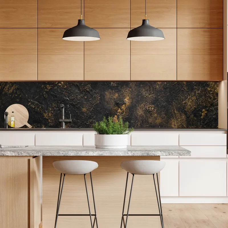 Naklejka repozycjonowalna czarno-złota teksturowana abstrakcja ścienna – Wallissimo® Naklejka repozycjonowalna czarno-złota teksturowana abstrakcja ścienna – Wallissimo®