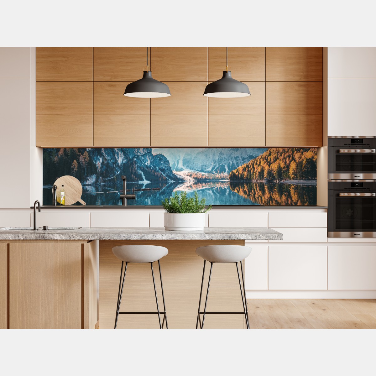 Naklejka repozycjonowalna spokojny poranek nad jeziorem Braies, Dolomity – Wallissimo® Naklejka repozycjonowalna spokojny poranek nad jeziorem Braies, Dolomity – Wallissimo®