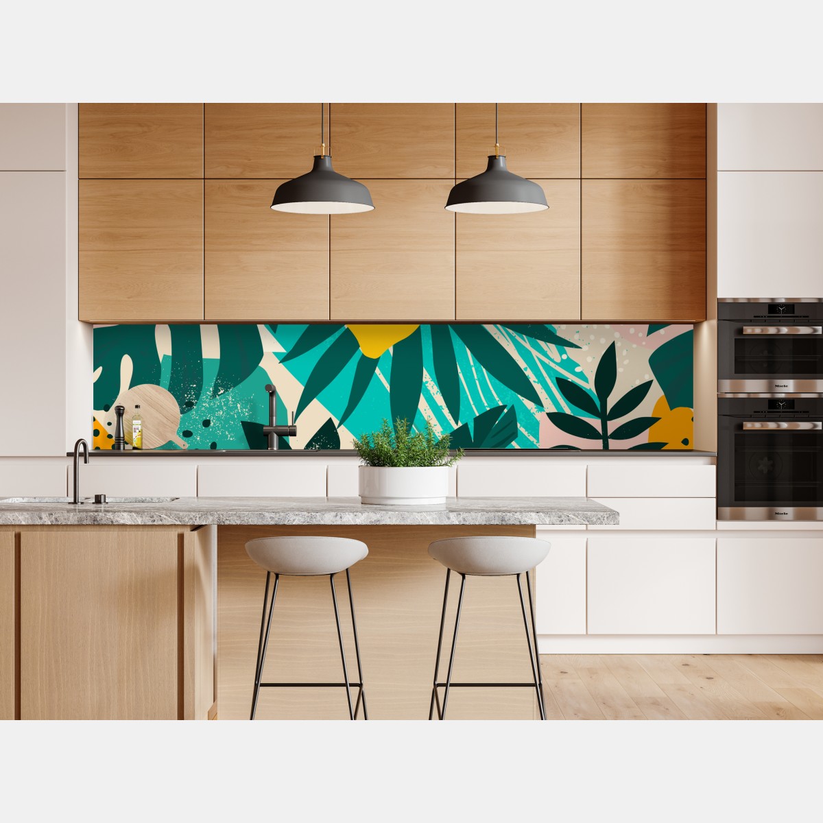 Naklejka repozycjonowalna tropikalny wzór z liśćmi i cytrynami – Wallissimo® Naklejka repozycjonowalna tropikalny wzór z liśćmi i cytrynami – Wallissimo®