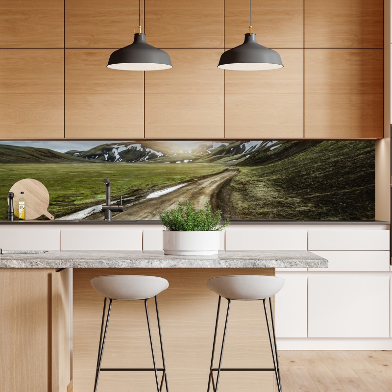 Naklejka repozycjonowalna Landmanalaugar malownicza droga na wyżynie – Wallissimo® Naklejka repozycjonowalna Landmanalaugar malownicza droga na wyżynie – Wallissimo®