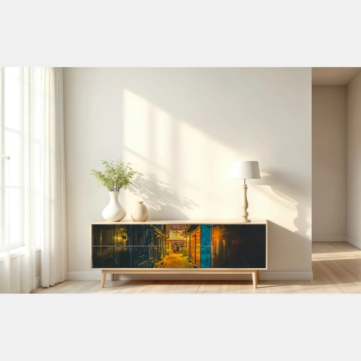 Naklejka repozycjonowalna Hongkong neonowy zaułek w nocy – Wallissimo® Naklejka repozycjonowalna Hongkong neonowy zaułek w nocy – Wallissimo®