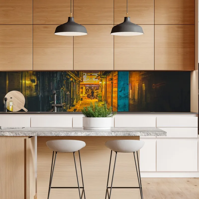 Naklejka repozycjonowalna Hongkong neonowy zaułek w nocy – Wallissimo® Naklejka repozycjonowalna Hongkong neonowy zaułek w nocy – Wallissimo®