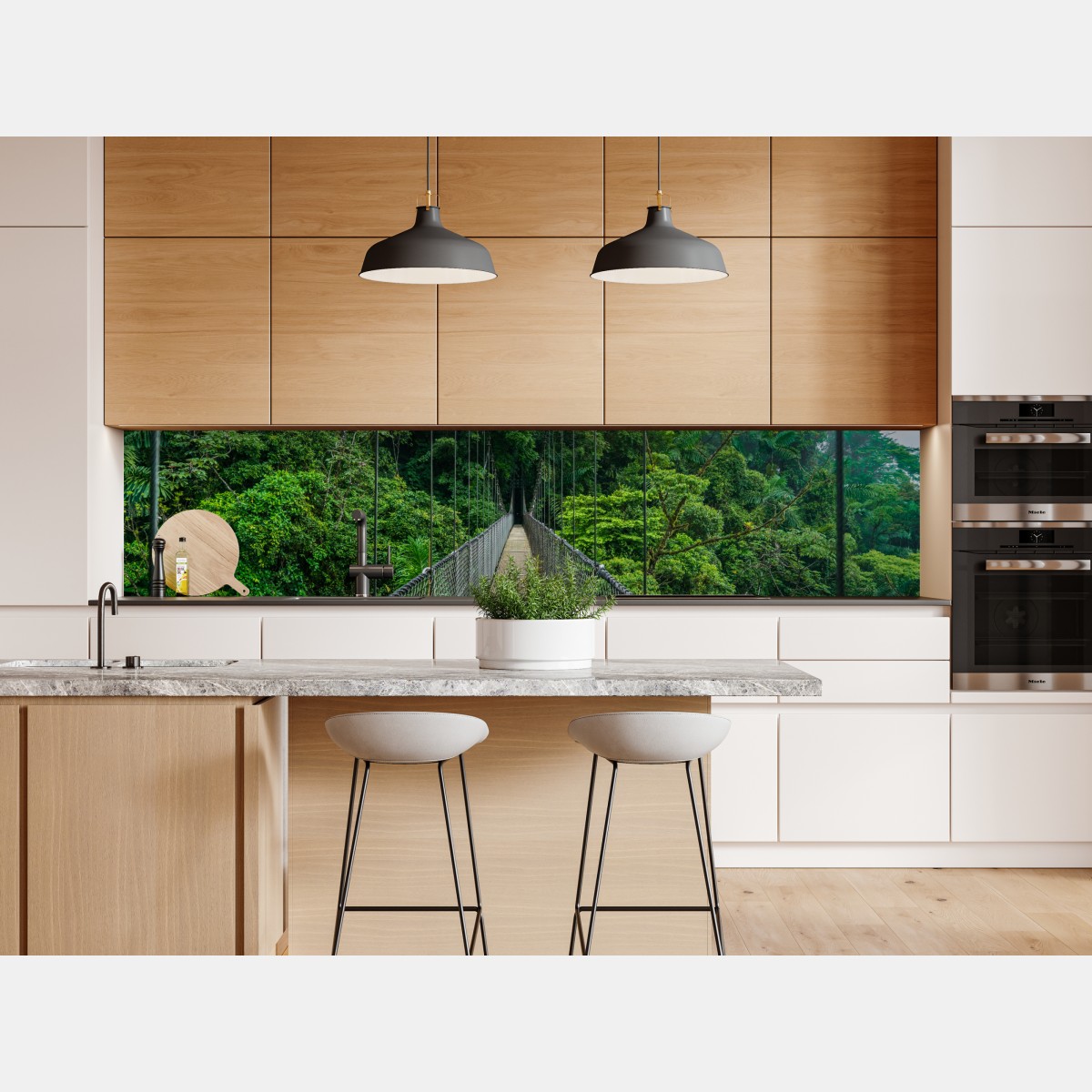 Naklejka repozycjonowalna wiszący most w bujnej dżungli – Wallissimo® Naklejka repozycjonowalna wiszący most w bujnej dżungli – Wallissimo®