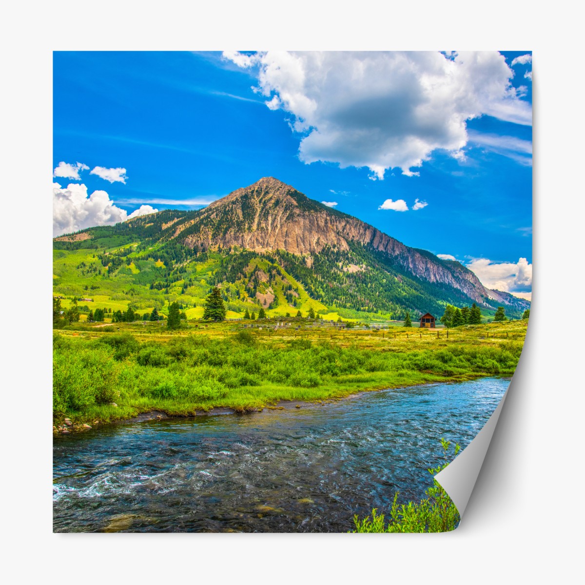 Repositionable sticker sunlit mountains of Crested Butte, Colorado